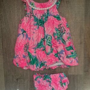 Lilly Pulitzer Pink Floral Tank Dress and Bloomers Set